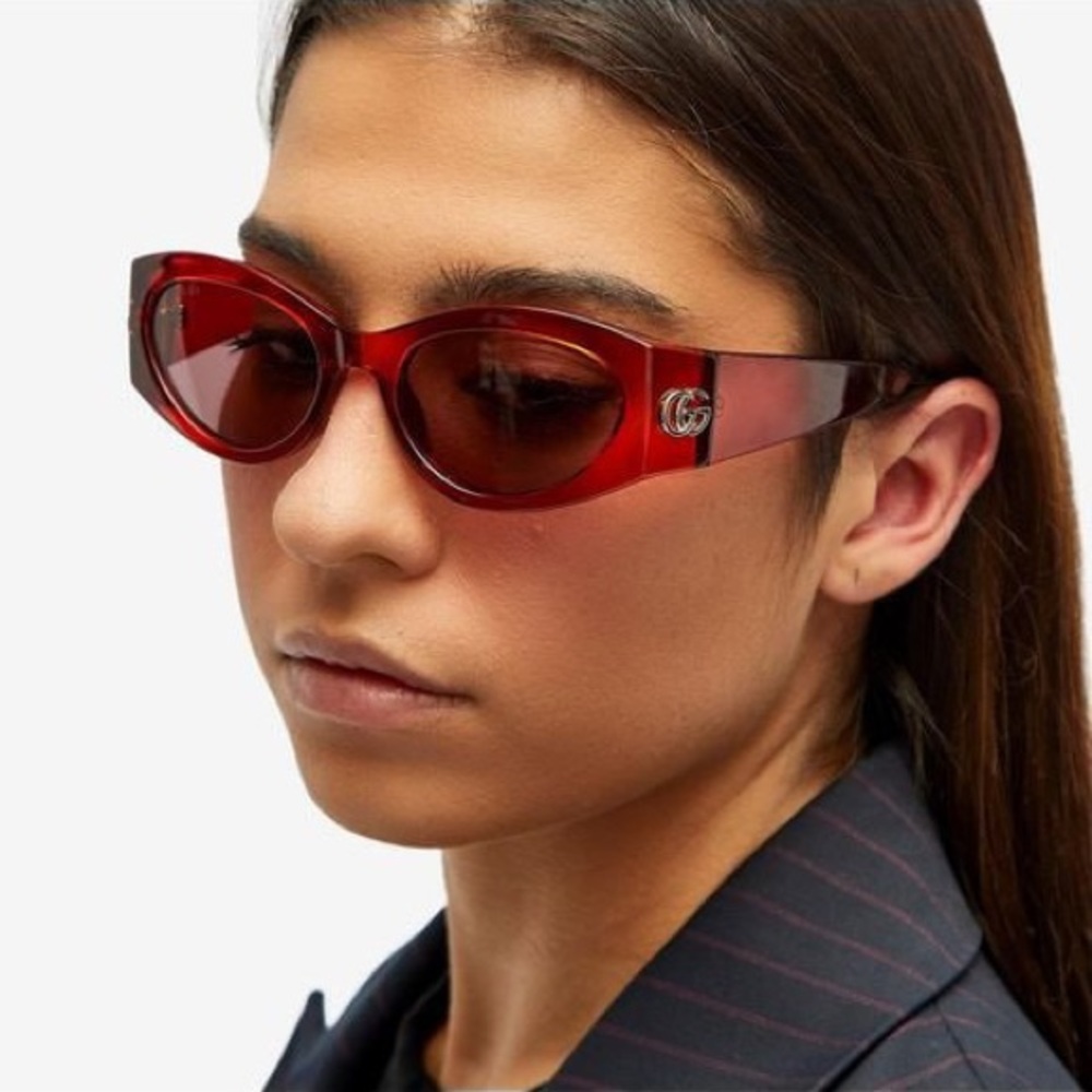 NEW GUCCI GG1401S 003 RED WOMEN OVAL SUNGLASSES - Picture 2 of 11